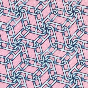100% REAL HERMES TIE - BRIGHT PINK w BLUE CLASSIC CHAIN D'ANCRE ROUND LINKS XL